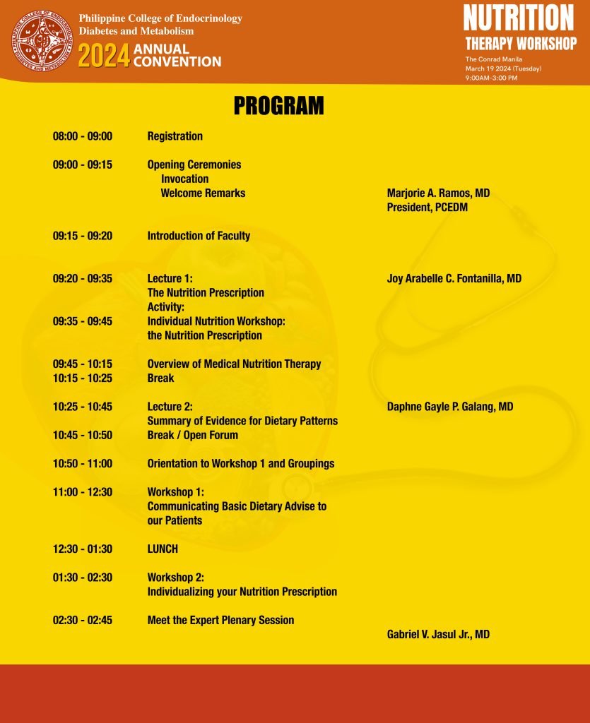 PCEDM PreConvention 2024 Nutrition Therapy PCEDM Annual